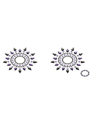 Пестіс з кристалів Petits Joujoux Gloria set of 2 - Black/Purple, прикраса на груди | 6716755