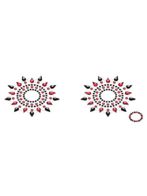 Пестіс з кристалів Petits Joujoux Gloria set of 2 - Black/Red, прикраса на груди | 6716756