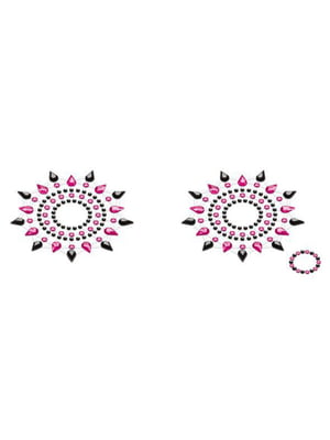 Пестіс з кристалів Petits Joujoux Gloria set of 2 - Black/Pink, прикраса на груди | 6716757