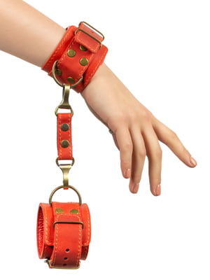 Преміум наручники LOVECRAFT червоні, натуральна шкіра, в подарунковій упаковці | 6716874