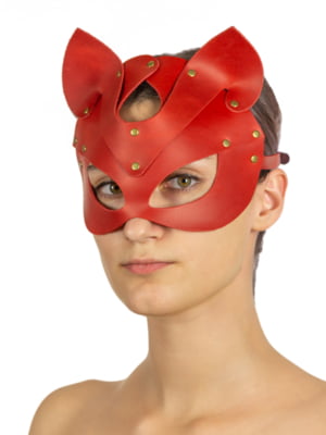 Преміум маска кішечки LOVECRAFT, натуральна шкіра, червона, подарункова упаковка | 6716875