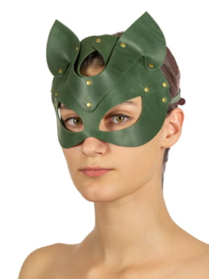 Преміум маска кішечки LOVECRAFT, натуральна шкіра, зелена, подарункова упаковка | 6716876
