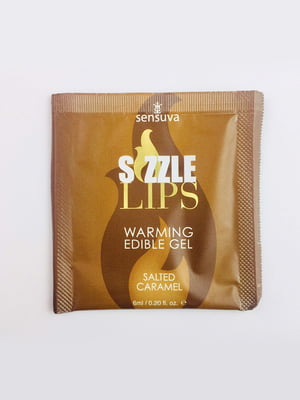 Пробник масажного гелю Sensuva - Sizzle Lips Salted Caramel (6 мл) | 6716932