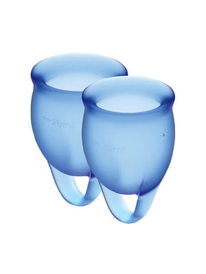 Набір менструальних чаш Satisfyer Feel Confident (dark blue), 15мл та 20мл, мішечок для зберігання | 6717102