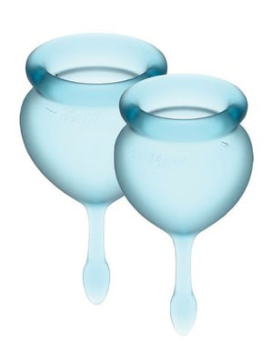 Набір менструальних чаш Satisfyer Feel Good (light blue), 15мл і 20мл, мішечок для зберігання | 6717110