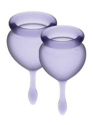Набір менструальних чаш Satisfyer Feel Good (lila), 15мл та 20мл, мішечок для зберігання | 6717112