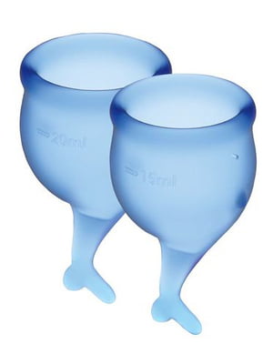 Набір менструальних чаш Satisfyer Feel Secure (dark blue), 15мл і 20мл, мішечок для зберігання | 6717114