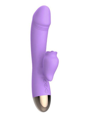 Вібратор-кролик з підігрівом і пустотливим язичком для клітора Leten Wonderful Purple | 6717124