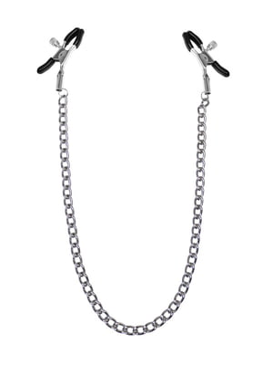 Затискачі для сосків з ланцюжком Feral Feelings - Nipple clamps Classic, срібло/чорний | 6717278
