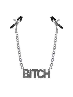 Затискачі для сосків Bitch, Feral Feelings - Nipple clamps Bitch, срібло/чорний | 6717282