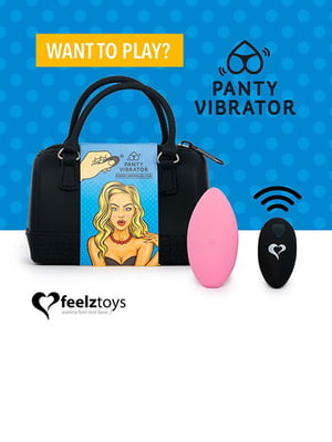Вібратор в трусики FeelzToys Panty Vibrator Pink з пультом ДК, 6 режимів роботи, сумочка-чохол | 6717329