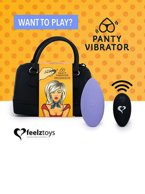 Вібратор в трусики FeelzToys Panty Vibrator Purple з пультом ДК, 6 режимів роботи, сумочка-чохол | 6717330