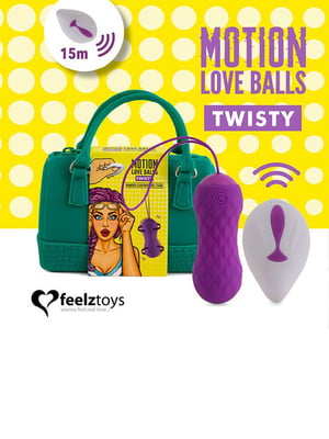 Вагінальні кульки з масажем і вібрацією FeelzToys Motion Love Balls Twisty з пультом ДК, 7 режимів | 6717333