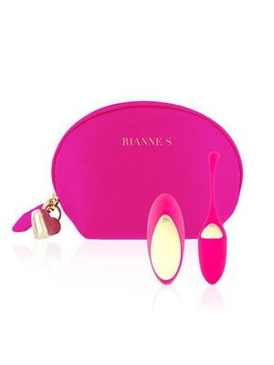 Віброяйце Rianne S: Pulsy Playball Deep Pink з вібрувальним пультом ДК, косметичка-чехол, 10 режимів | 6717365