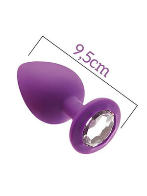 Анальна пробка з кристалом MAI Attraction Toys №49 Purple, довжина 9,5 см, діаметр 4 см | 6717857