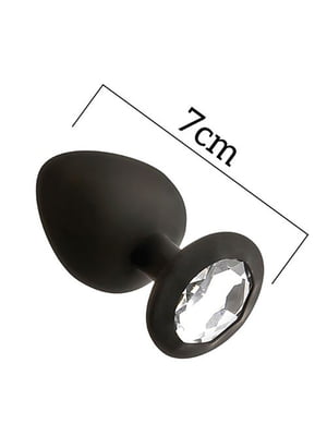 Анальна пробка з кристалом MAI Attraction Toys №47 Black, довжина 7см, діаметр 2,8 см | 6717858