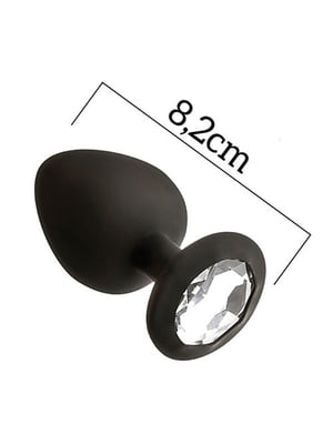 Анальна пробка з кристалом MAI Attraction Toys №48 Black, довжина 8,2 см, діаметр 3,5 см | 6717859
