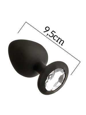 Анальна пробка з кристалом MAI Attraction Toys №49 Black, довжина 9,5 см, діаметр 4 см | 6717860