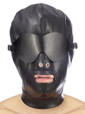 Капюшон для БДСМ зі знімною маскою Fetish Tentation BDSM hood in leatherette with removable mask | 6717899