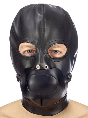 Капюшон з кляпом для БДСМ Fetish Tentation BDSM hood in leatherette with removable gag | 6717900
