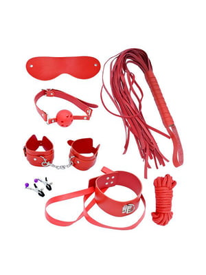 Набір MAI BDSM STARTER KIT Nº75: батіг, кляп, наручники, маска, нашийник з повідцем, мотузка, затиск | 6718111