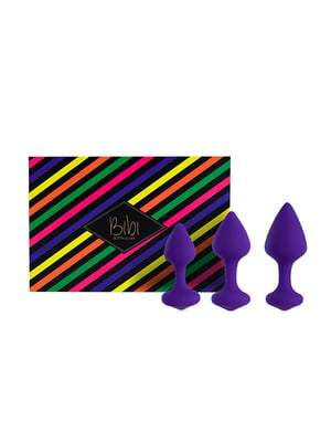 Набір силіконових анальних пробок FeelzToys - Bibi Butt Plug Set 3 pcs Purple | 6718159