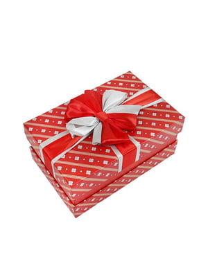 Подарункова коробка з бантом червоно-біла, S - 20,5 х13, 5х9, 5 см | 6718371