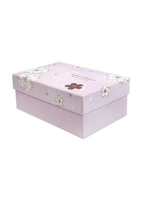 Подарункова коробка з квітами рожева, L - 28.5х21.5х11 см | 6718372
