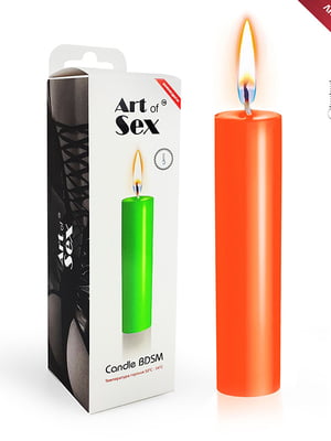 Помаранчева воскова свічка Art of Sex size M 15 см низькотемпературна, люмінесцентна | 6718708