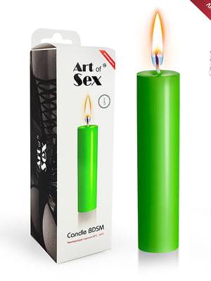 Зелена воскова свічка Art of Sex size M 15 см низькотемпературна, люмінесцентна | 6718709
