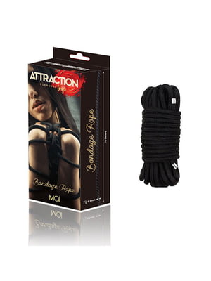 Мотузка для BDSM MAI Bondage Rope Black, довжина 10 м, діаметр 6,5 мм, поліестер | 6719170