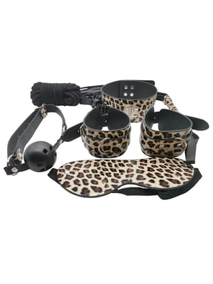 Набір MAI BDSM STARTER KIT Nº 75 Leopard: батіг, кляп, наручники, маска, нашийник, мотузка, затискач | 6719177