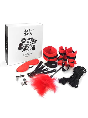 Набір БДСМ Art of Sex - Soft Touch BDSM Set, 9 предметів, Червоний | 6719195