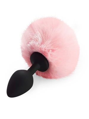 Силіконова анальна пробка М Art of Sex - Silicone Bunny Tails Butt plug Pink, діаметр 3,5 см | 6719277