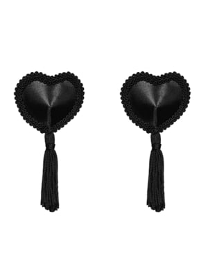 Еротичні наклейки на соски з пензликами Obsessive Tassel nipple covers black, чорні | 6719715