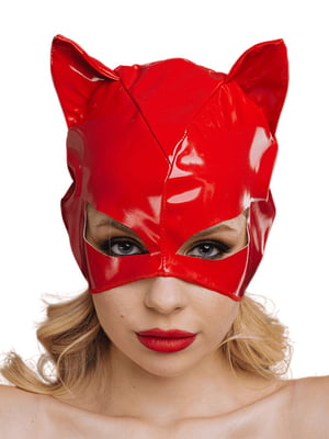 Еротична лакована маска D&A Кішечка, червона | 6719999