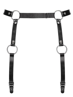 Гартери Obsessive A741 garter belt black O/S, штучна шкіра | 6720106