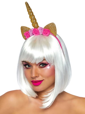 Золотий ріг єдинорога Leg Avenue Golden unicorn flower headband, прикрашений квітами | 6720188