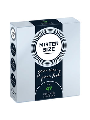 Презервативи Mister Size - pure feel - 47 (3 condoms), товщина 0,05 мм | 6720251