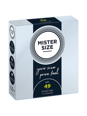 Презервативи Mister Size - pure feel - 49 (3 condoms), товщина 0,05 мм | 6720252
