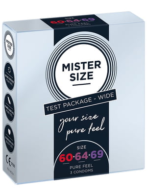 Набір презервативів Mister Size - pure feel - 60–64–69 (3 condoms), 3 розміри, товщина 0,05 мм | 6720260