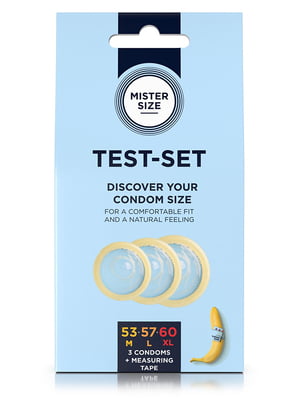 Набір презервативів Mister Size test-set 53–57–60, 3 розміри + лінійка, товщина 0,05 мм | 6720275