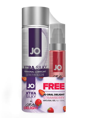 Комплект System JO GWP - Xtra Silky Silicone (120 мл) & Oral Delight - Strawberry (30 мл) | 6720422