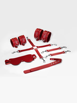 Набір Feral Feelings BDSM Kit 5 Red, наручники, поножі, хрестовина, маска, падл | 6720470