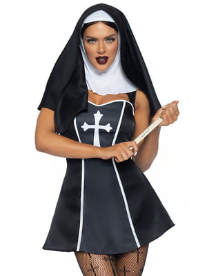 Костюм черниці Leg Avenue Naughty Nun XS, сукня, головний убір | 6720672
