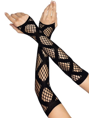 Довгі мітенки Leg Avenue Faux wrap net arm warmers One size Black, велика сітка | 6720686
