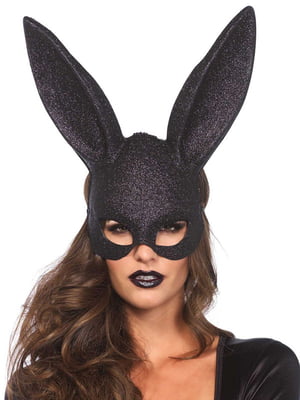 Блискуча маска кролика Leg Avenue Glitter masquerade rabbit mask Black | 6720716