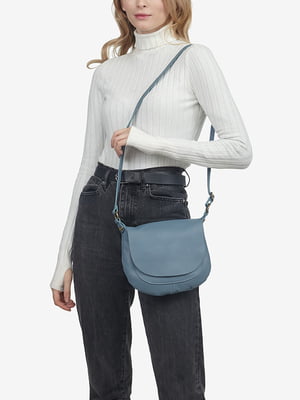 Кожаная сумка через плечо цвета джинс | 6721746