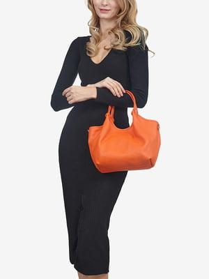 Кожаная оранжевая сумка тоут среднего размера | 6721765