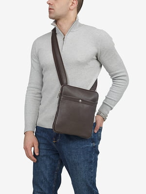 Кожаная коричневая сумка с длинным плечевым ремнем | 6721776